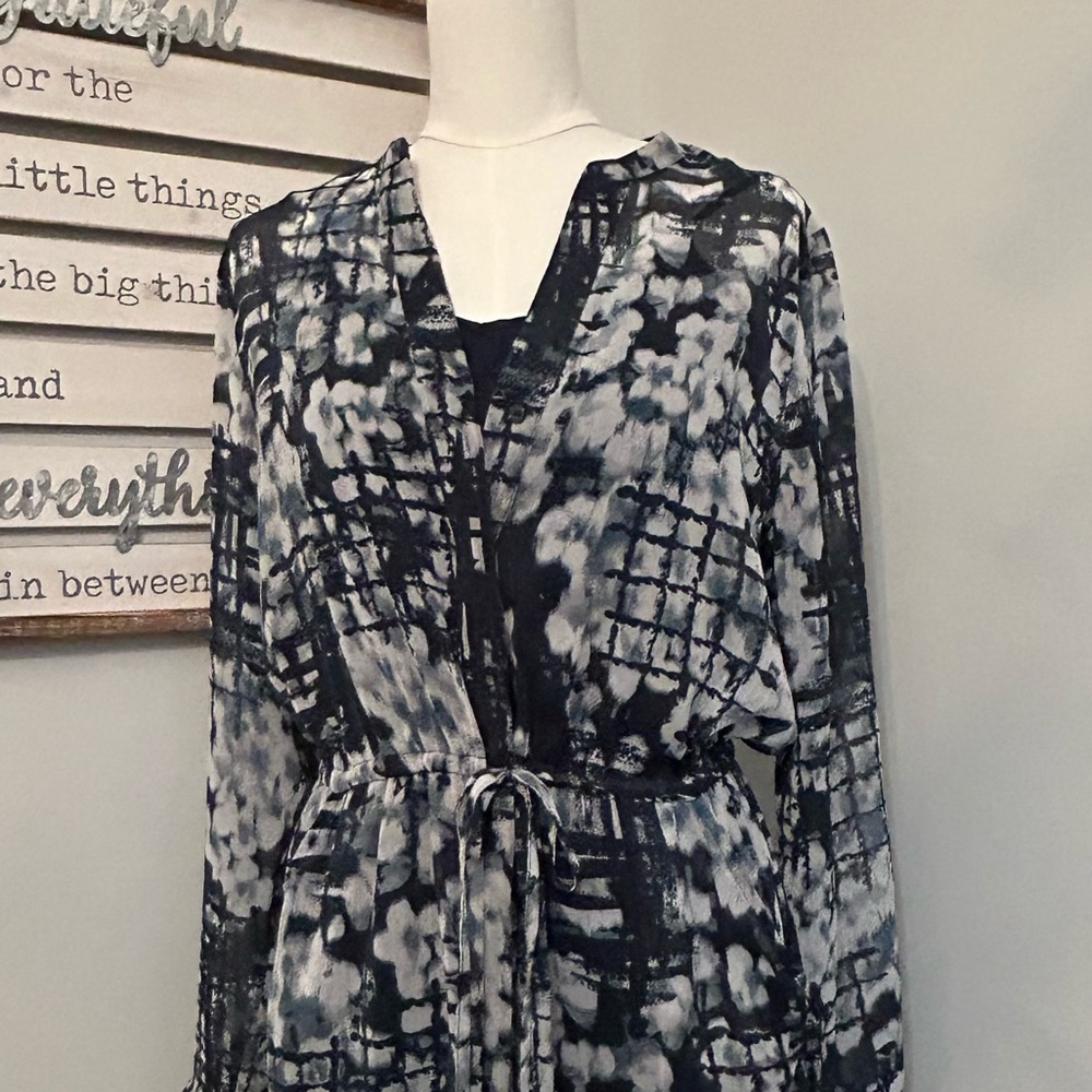 Banana Republic Dress Shear Overlay w/Slip Cinch Tie Waist Hidden Pockets Medium - Picture 3 of 15